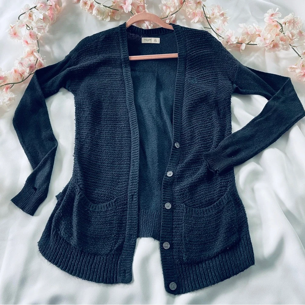 Gilly Hicks • Women's Black Button Front Sweater - Picture 2 of 7